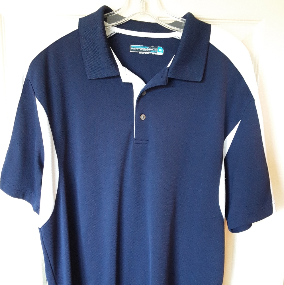 Roundtree and yorke performance golf polos xl navy blue